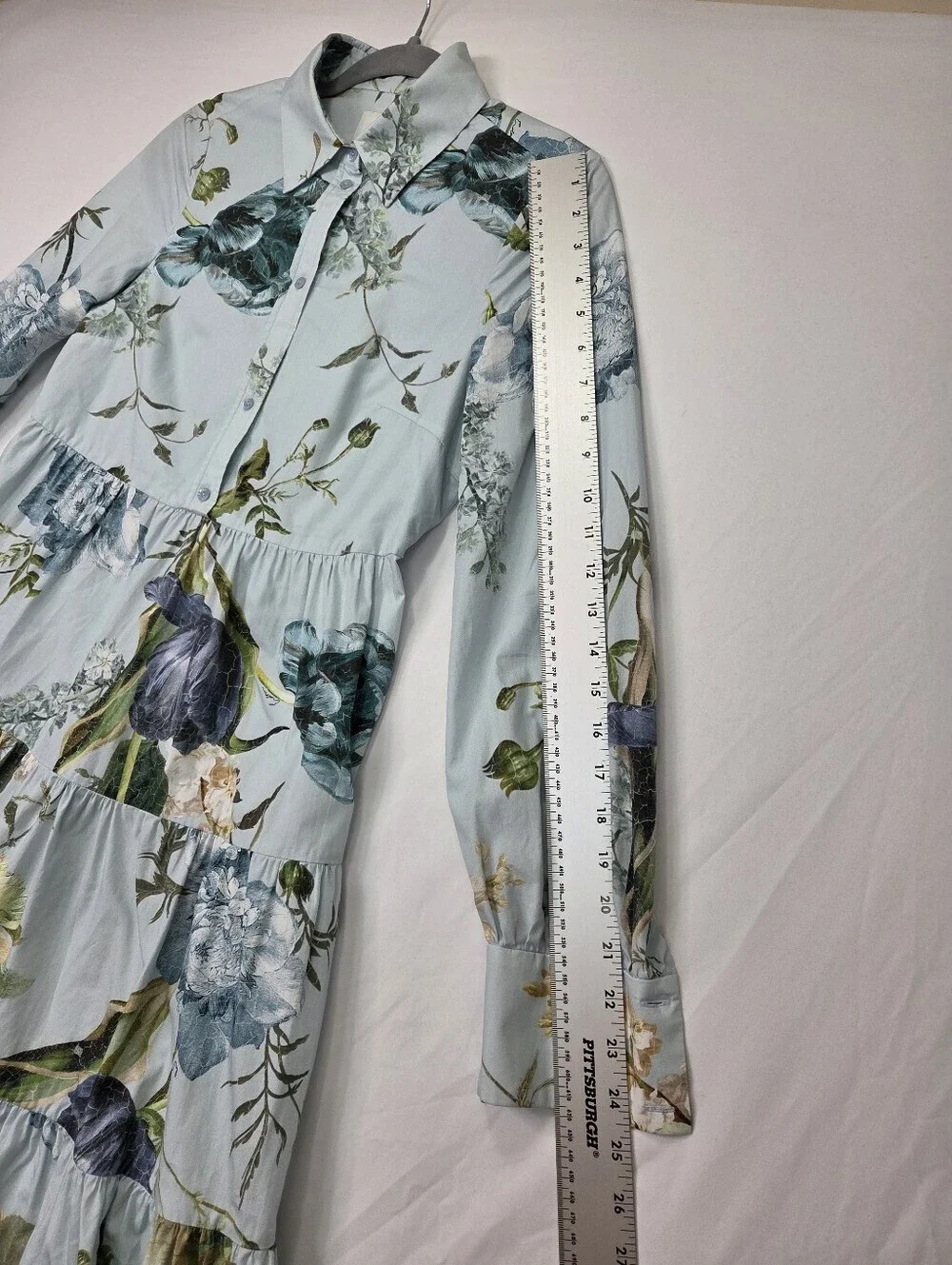 ERDEM‎ Abilene Floral Cotton Poplin Tiered Mini Shirt Dress Estimated Small